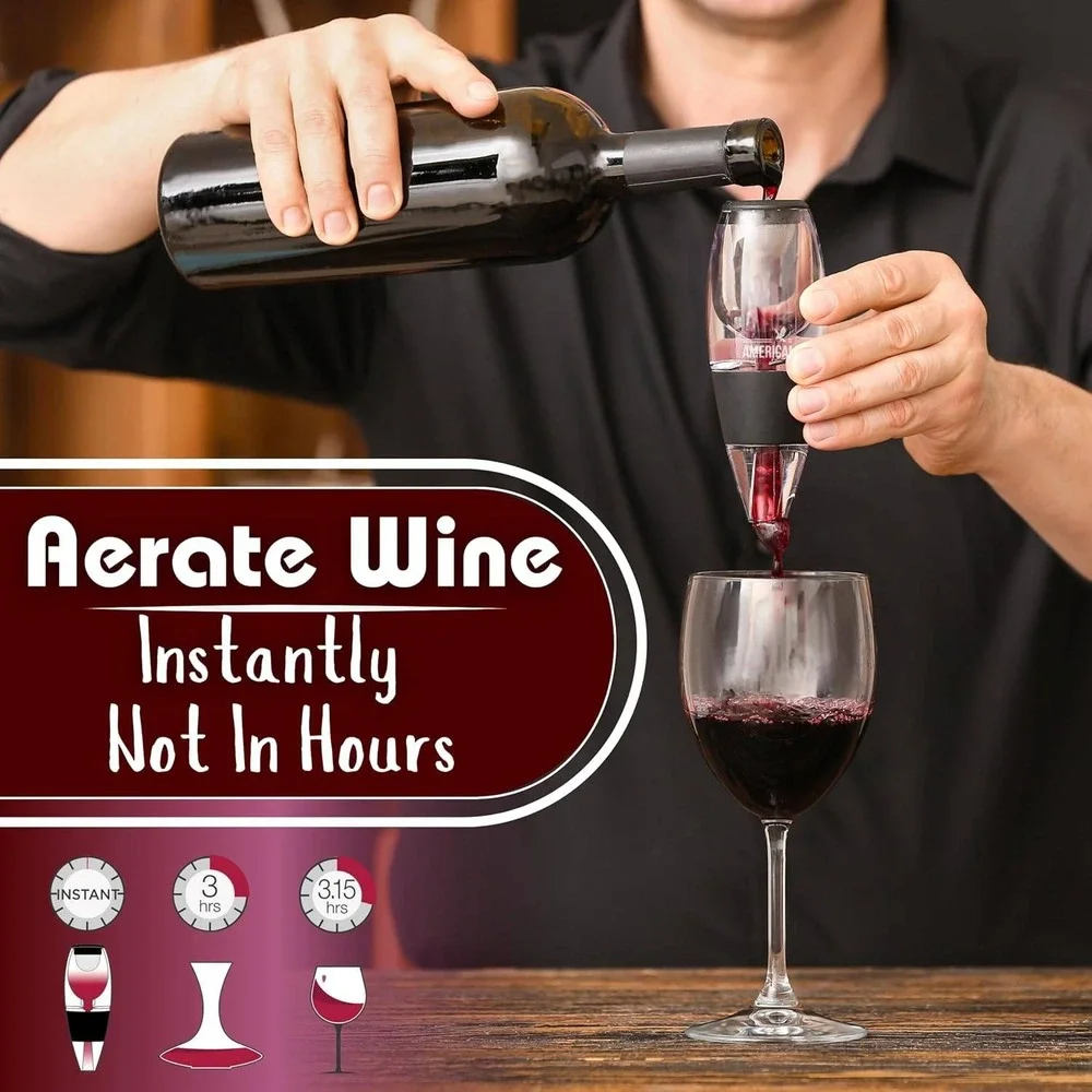 Americanista Wine Aerator with Filter‎ Screen and Base Black BPA Free New